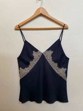 Rag & Bone Lace Silk Camisole Lace Trim Tank Top Size 10 Adjustable Straps